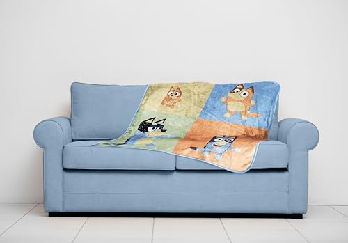 Jay Franco Kids Plush Throw Blanket – Soft & Comfy Throw for Couch or Bed – Cozy Home Décor for Living Room & Bedroom, Multi - Bluey, 40x50 - Travel Blanket