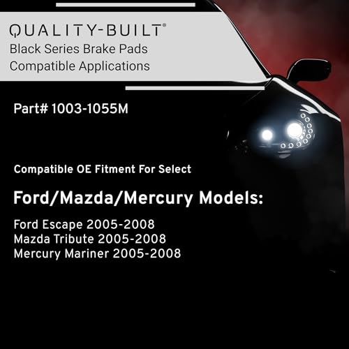 Image of QUALITY-BUILT Rear Semi-Metallic Brake Pads, Black Series 1003-1055M, Compatible with 2005-2008 Ford /Mazda /Mercury (Escape,Mariner,Tribute)