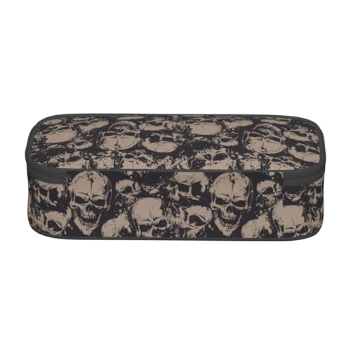 Image of Scary Skull Horror Vintage Pencil Case Organizer Big Capacity Pencil Pouch Stationery With Zipper School Supplies Pencil Bag For Girls Boys Office