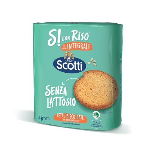 Si con Riso - Fette Biscottate Integrali - Colazione Senza Lattosio, Senza Olio di Palma - 300 gr