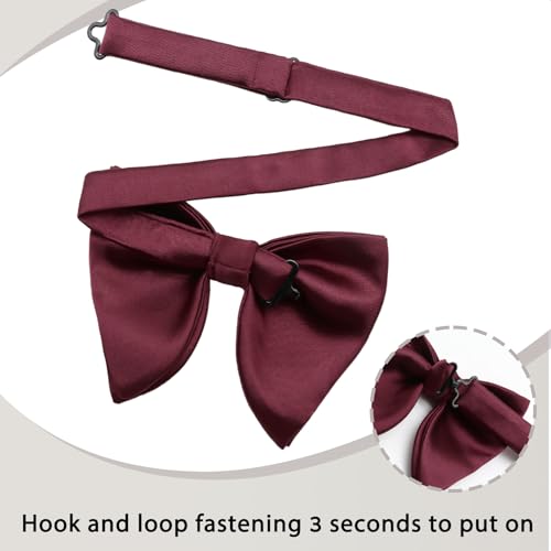 Image of Luckyvestir Oversized Bow Ties for Men, Pre Tied Clip on Men's Black Bowtie for Wedding Tuxedo Banquets Formal Wear