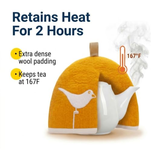 Image of Glaciart One Wool Teapot Cozy Kettle Cover | Dome Shaped Large Tea Cosy, Kettle or French Press | Handmade & Needle Felted from Natural Wool | Warms Up to 2 Hours | Great as Gift