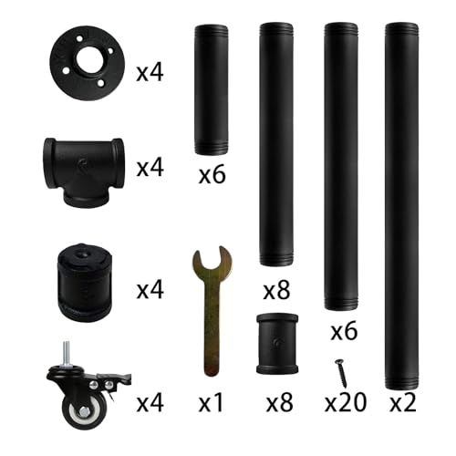 Ifyisun T-302 Industrial Pipe Table Leg Set With Casters,Black Rustic Metal Pipes For Coffee & End Tables, Desks,Vintage Furniture Legs,Diy Desk Legs thumb #2