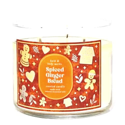 Bath & Body Works White Barn 3-Wick Candle w/Essential Oils - 14.5 oz - 2021 Christmas Scents! (Spiced Gingerbread)