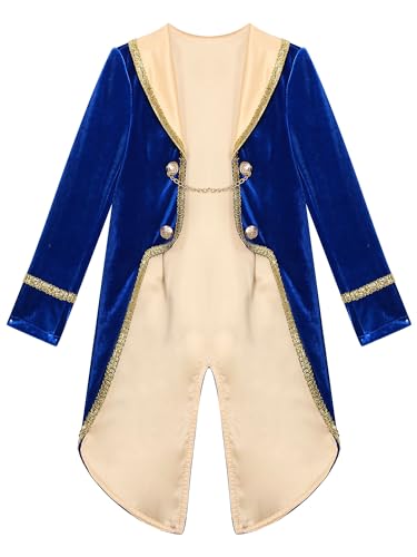 renvena Boys Royal Court Prince Tuxedo Coat Halloween Carnival Long Sleeves Golden Trim Tailcoat Jacket3
