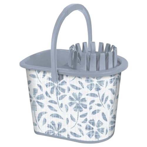 TIENDA EURASIA® Cubos de Fregar - Cubo de Fregona Sin Esfuerzo con Escurrefácil - Estampados Originales (Gris)