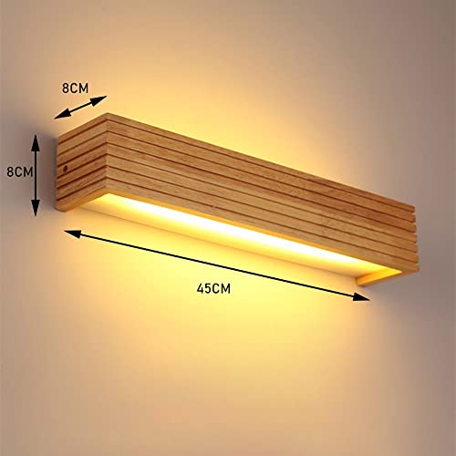 Aplique de pared LED de madera maciza rectangular y pantalla acrílica 5