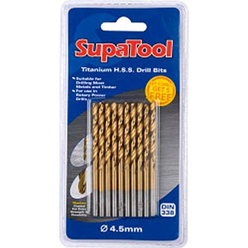 SupaTool HSS wiertła powlekane tytanem (10 szt.) 5 x 86 mm