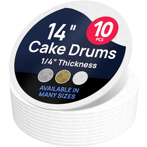 O'CREME Round Cake Drum Board 14 Inch White Wraparound 10-Pack