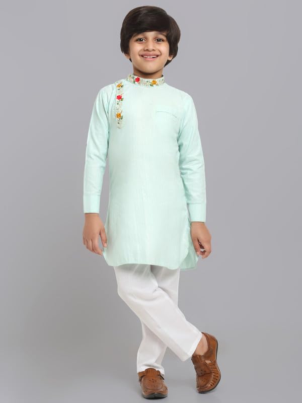 Image of Traditional Ethnic Wear Cotton Kurta Pyjama Set For Kids & Boys