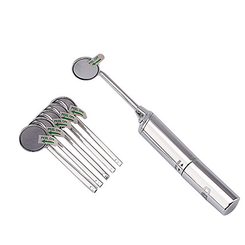 ZJchao Super Bright LED Dental Mirror Shiny Handle + 6pcs Oral Mirrors