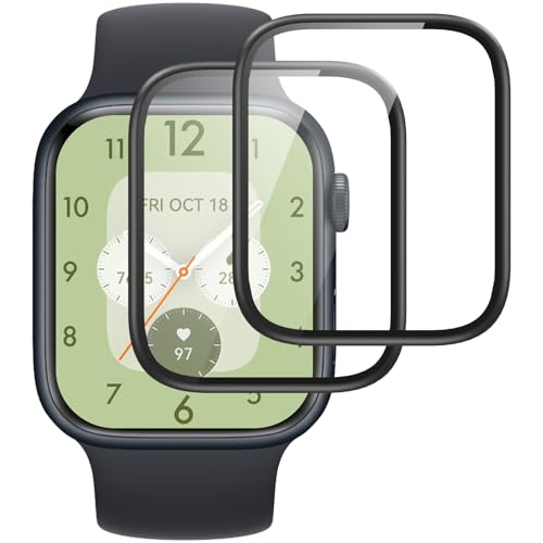 IQShield Protector de Pantalla para Apple Watch 45mm Series 9/8/7 Cristal Templado, 3D Cobertura Completa, Sin Burbujas, Sensible al Tacto, Vidrio Templado para iWatch 9, 2 Piezas