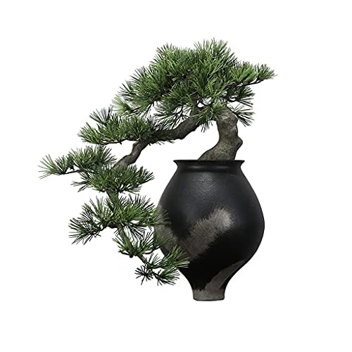 Árboles artificiales, ciprés, bienvenida, pino, bonsái, simulación de bonsái, árbol de pino negro, estilo japonés, aguja larga, pino, ornamentos de plantas falsas, adecuados para sala de té, hogar,