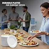 1ABOVE 50 Pack Extra Strong White Disposable Bagasse Plates, 100% Compostable and Biodegradable, Made from Sugarcane Fibre, Perfect for BBQ, Wedding, Office, Picnics and Parties (7 INCH) - Image 5