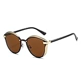 DMMWCX Sunglasses Women'S Polarized Round Sunglasses Anti-Uv Colorful Sunglasses Fashion Glasses-Tea Gold