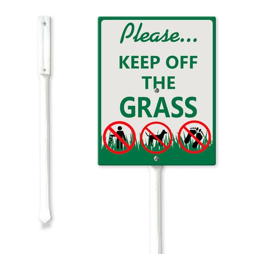 Geroclonup Please Keep Off Grass Yard Sign 20x30cm Sturdy Aluminum Signs Rust Free Garden Decorations Rustproof Standing Lawn Sign for Outdoor Stay Off Grass Signs for Yard