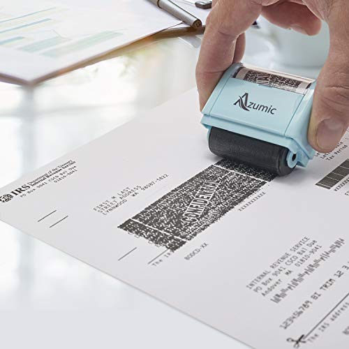Identity Theft Protection Roller Stamp 6 Pack Refills - Confidential Address Blocker Anti Theft Prevention Stamps - By Azumic (Light Blue) #TOP5