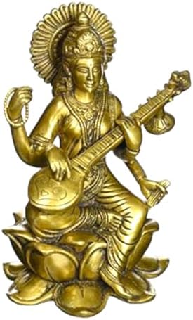 Astadhatu- Brass Shree Maa Saraswati Idol (3 Inch Height), Religious