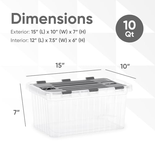Image of Superio Storage Bins with Lids, Clear Plastic Containers for Organizing, Stackable Totes, BPA Free, Odor Free, Organizer Boxes for Home, and Dorm, 10.5 Quart (2 Pack, 15 inchx10 inchx7 inch)
