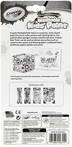 CRAYOLA Washable Paints and Brush - Assorted Colours (Pack of 18) | Perfect for Any Arts & Crafts Needs - Easily Washable | Ideal for Kids Aged 3+