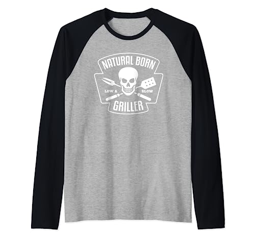 Barbacoa Natural Born Grill Master Griller BBQ Gift Camiseta Manga Raglan