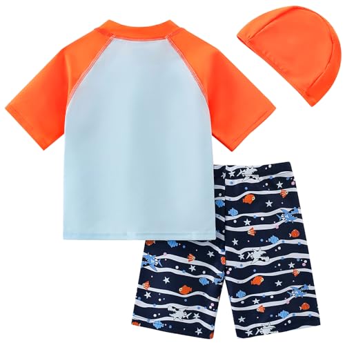 AIWUHE Toddler Boys Swimsuit Set Two Piece Shark Bathing Suit Boys' Swimwear Trunk and Rashguard Set 2-7Y2