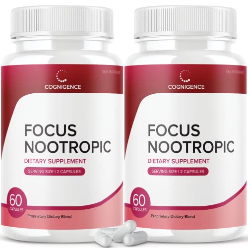 (2 Pack) Cognigence Focus Nootropic Memory Booster Supplement Pills (120 Capsules)