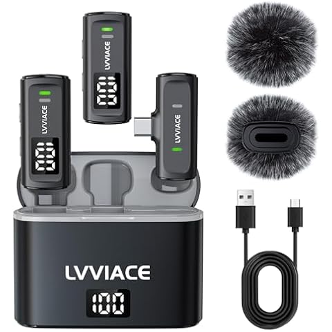 Microphone LVVIACE avec étui de chargement Cover