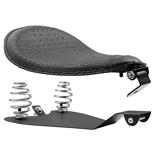 Image of DREAMIZER Motorcycle Seat Cushion Driver Solo Seats with Spring Bracket PU Leather Compatible with Harley Honda Yamaha Kawasaki Sportster Iron 883 1200 Chopper Bobber Cafe Racer-Crocodile Style