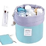 INVODA Travel Cosmetic Bags Waterproof Makeup Bags Multifunctional Bucket Toiletry Bag Barrel Cases Bathroom Storage Carry Cases Toiletry Bags Collapsible and Portable Cosmetic Cases（Green）