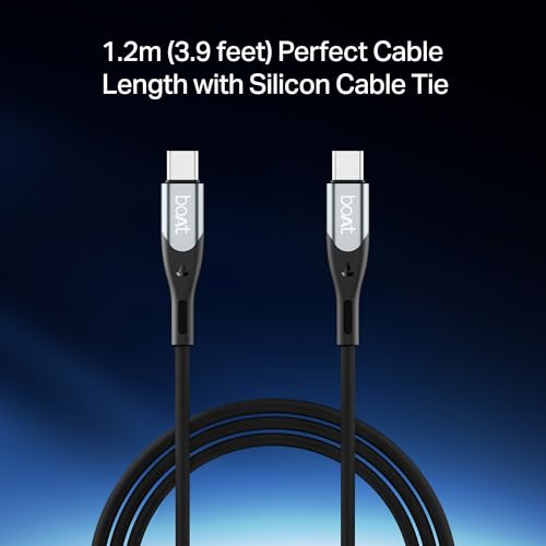 boAt Type C to C 65W Fast Charging Cable with 480 Mbps Data Transfer, Tangle-Free Cable in Premium Nylon Braided Design (Carbon Black) - Image 6