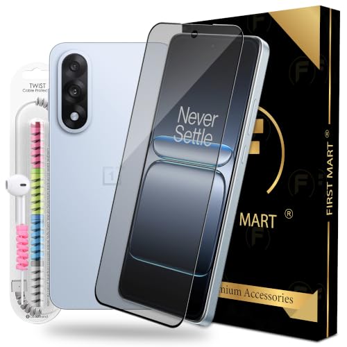 Image of FIRST MART Matte Anti-Glare Tempered Glass for OnePlus Nord 5 and Oneplus 15R With Installation Kit | Military-Grade Gaming Screen Protector & Cable Guard | Edge to Edge Coverage | Black