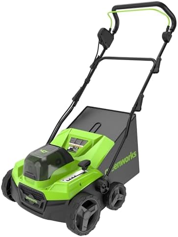 Greenworks 40V Akku Vertikutierer und Rasenharke mit bürstenlosem Motor, 3100 U/min, 38 cm Arbeitsbreite, 5 Tiefen, 45 L Auffangbehälter OHNE Akku & Ladegerät, 3 Jahre Garantie GD4