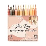 Rotuladores acrílicos – Lápices de colores acrílicos en tonos de piel – 12 marcadores de arte corporal de colores para la piel | a base de agua, secado rápido, punta de pincel resistente al agua |