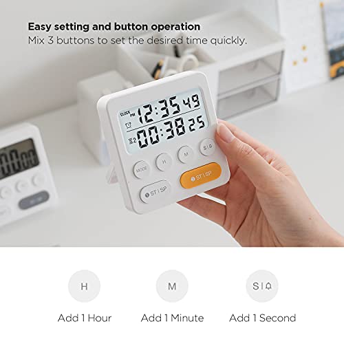 Mooas Dual Backlight Cooking Timer,Dual Timer,Dual Digital Kitchen Timer,Timer With Alarm,Snooze,Count Up/Down,Big Digits Loud Alarm, Digital Timer For Kids Teachers,Backlight Timer,Kitchen Timer #TOP3
