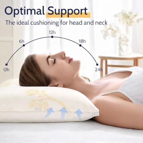 Image of Grin Health Memory Foam Ergonomic Bed Pillow for Neck Pain, Shoulder, Sleeping with Cooling Soft Fabric Cover | Orthopedic Pillow for Back, Side & Stomach Sleepers, Medium Firm Classic 50x30x7cm