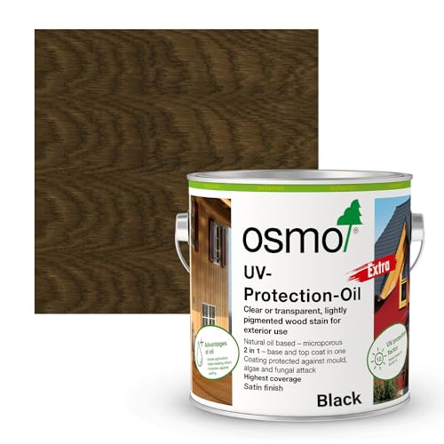 Osmo UV Protection Oil Extra, Exterior Tints Wood Finish (Black 3075, Satin, 750ml)