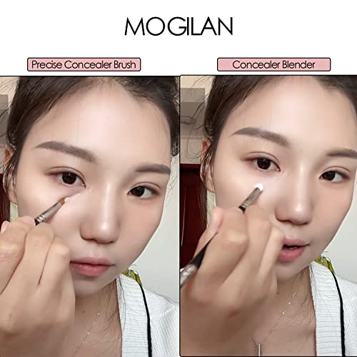 Pincel corretivo MOGILAN para corretivo plano sob os olhos, mini pincel de maquiagem de ponta dupla