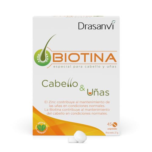 Biotina para el Cabello 400 mcg | Cabello, Piel y Uñas con Zinc | Drasanvi