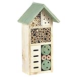 Pet Ting Wooden Insect Bee House Natural Wood Bug Hotel Shelter Garden Nest Box 26cm,Beige