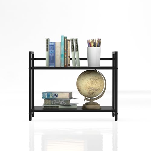 Image of wow craft Heavy Duty Metal Microwave Stand (Black) | 2-Tier Kitchen Countertop Storage Rack for Oven, Air Fryer & Pantry | Space Saving Multi-Purpose Organizer Shelf (64x40x51 cm)