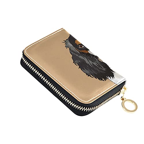 Cavalier King Charles Spaniel Credit Card Coin wallet, RFID Blocking Compact Women Leather Card Holder, Key Change Organizer, Zipper Purse Clutch Pouch Pocket