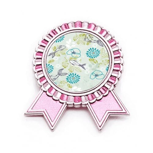 Broche poisson et fleur bleue médaille de prix en métal taille M