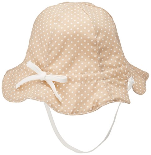 プチボヌール ひもがはずせるリバーシブルピケハットUV オフホワイト×ベージュドットMサイズ