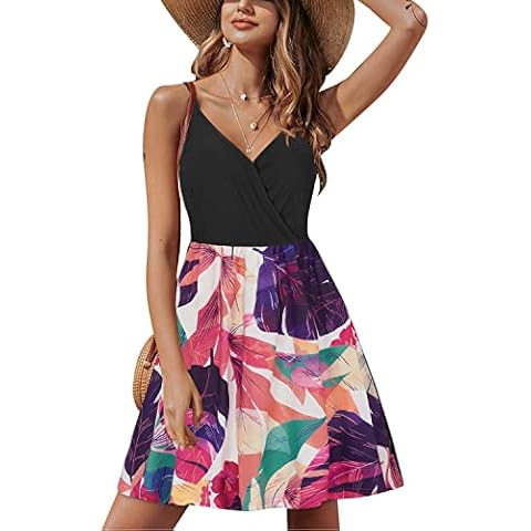 STYLEWORD Women's Floral V Neck Summer Dress Cover
