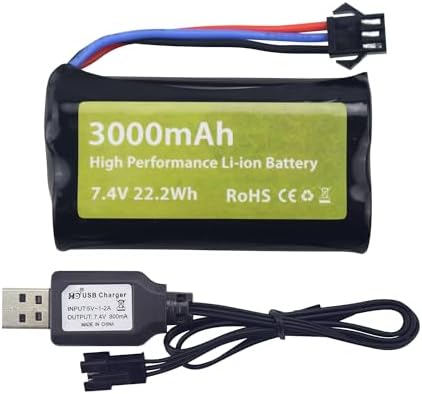 ZYGY 2PCS 7.4V 3000mah 15C 2S Li-ion Battery with T Plug with
