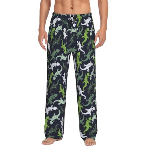 Novastar Mens Pajama Pants Bottoms with Pockets- Cute Lizard Gecko Green Soft Men Pj Pants, Comfy Men Lounge Pants4