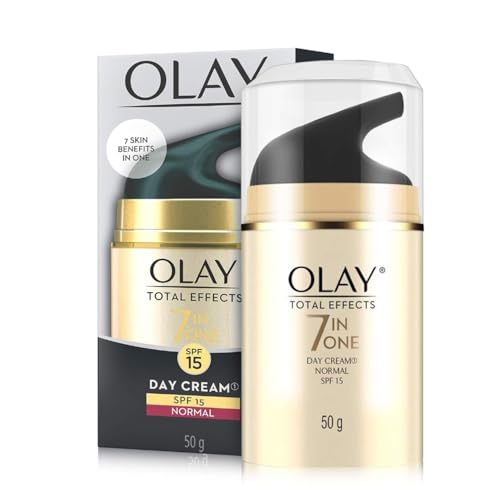 Image of Olay Total Effects Day Cream |with Vitamin B5, Niacinamide, Green Tea, SPF 15 |Fights 7 signs of ageing for glowing, hydrated and younger looking skin with UV protection |Suitable for Normal, Dry, Oily & Combination skin |50 gm