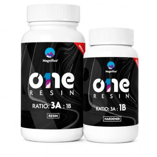 Image of Magnifico One Resin 300 GR (3:1) Clear UV-Resistant Epoxy Resin, Smooth Finish, Easy to Use with Self-Leveling.