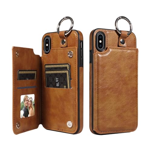 Housse iPhone XS Max en cuir marron idéale pour voyager léger avec vos cartes bancaires